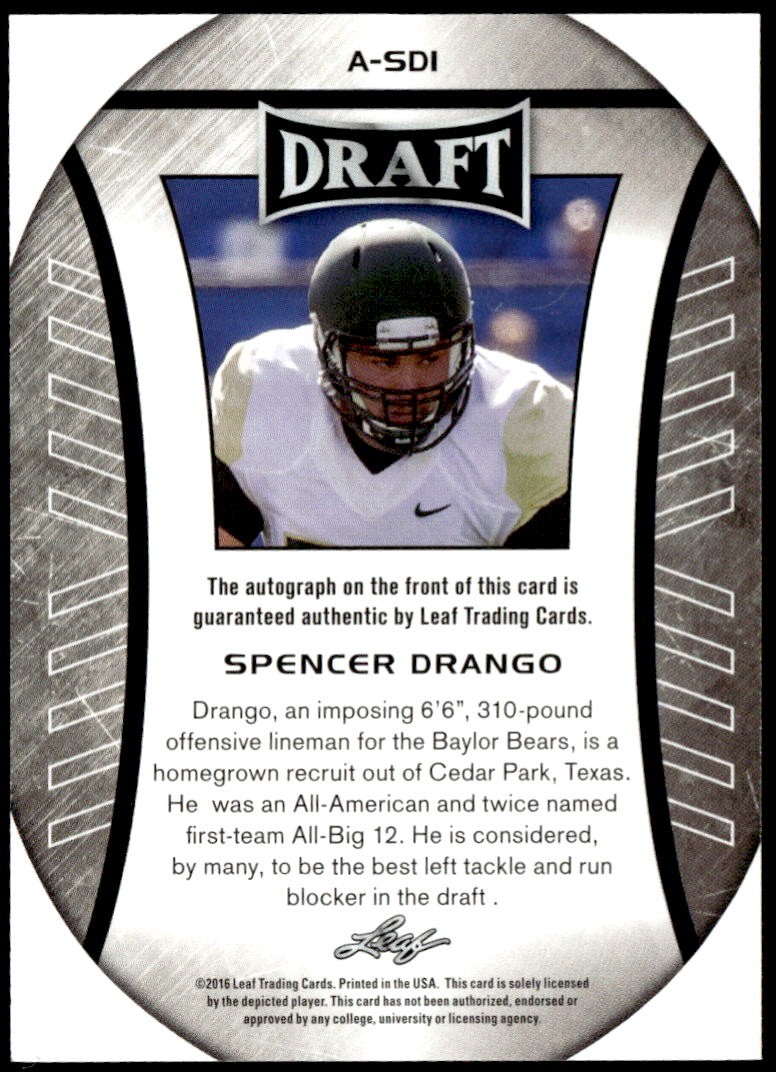 2016 Leaf Draft #A-SD1 Spencer Drango Autographs Rookie E1