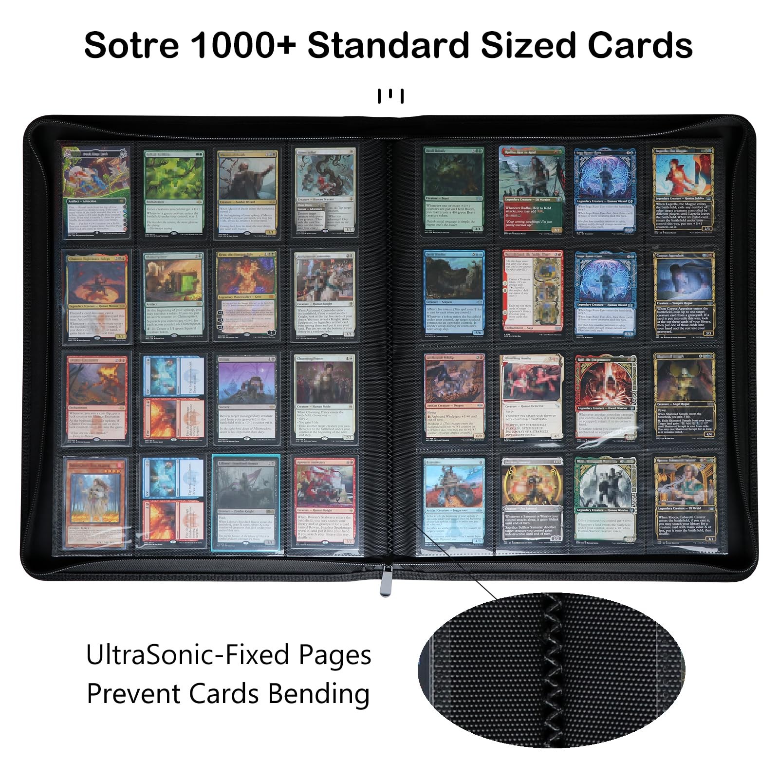 Rayvol Premium 1000+ Pockets Card Binder, 16-Pocket Ringless Trading Card Album