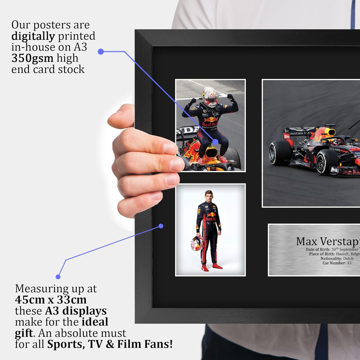 Max Verstappen 16×12″ Signed Autograph F1 Racing Display