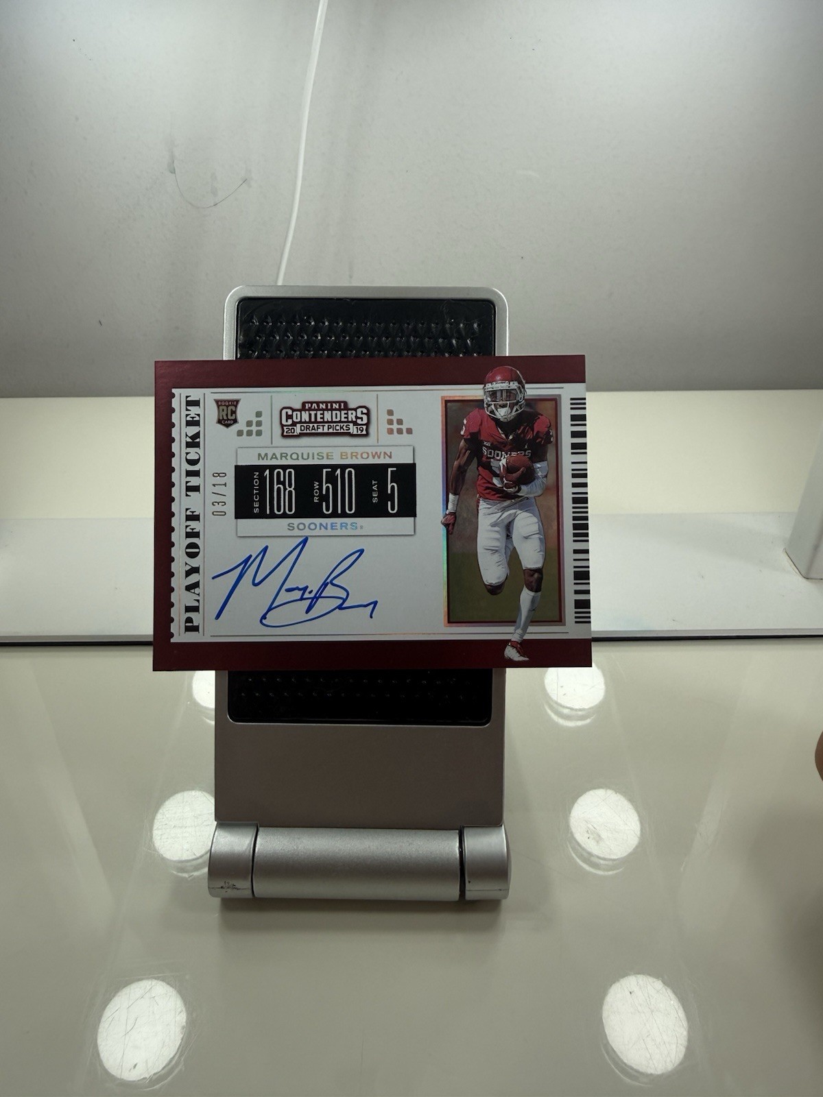 2019 Panini Contenders Draft Picks Marquise Brown Playoff Ticket /18 On Card