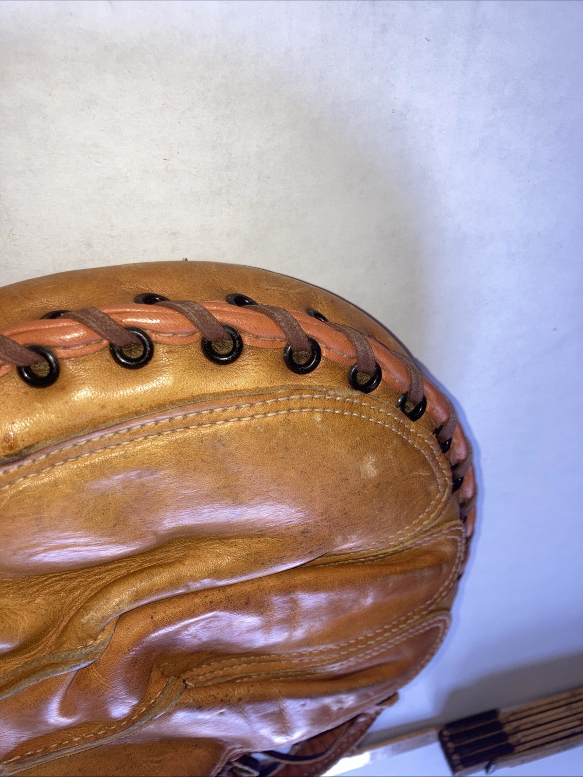 Vintage Denkert Baseball Catcher Glove Mitt M228 Pro Maker Hinge Pad