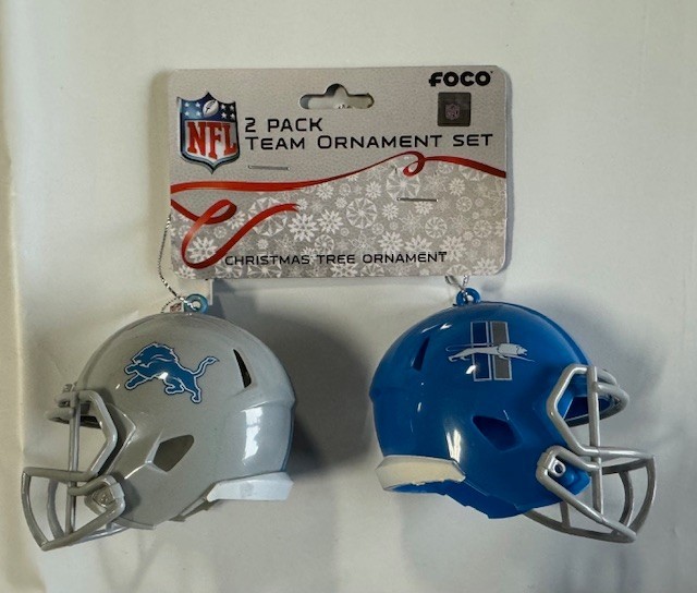 Detroit Lions Helmet – 2 pack – Plastic Christmas Tree Holiday Ornament Logo
