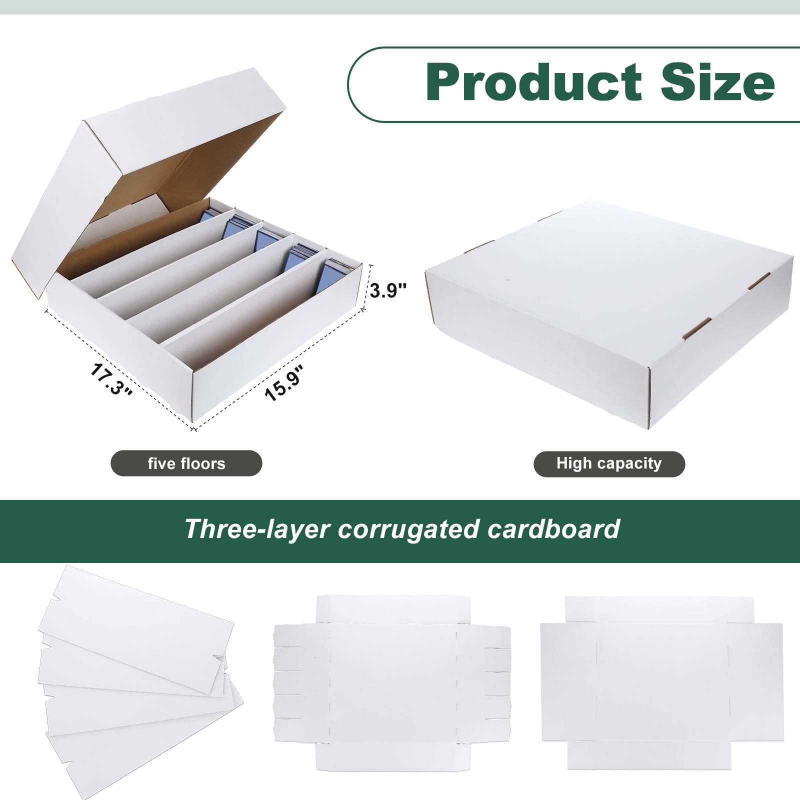 6 Pcs 5000 Count Card Storage Boxes for Trading and Gaming Cards White Cardbo…
