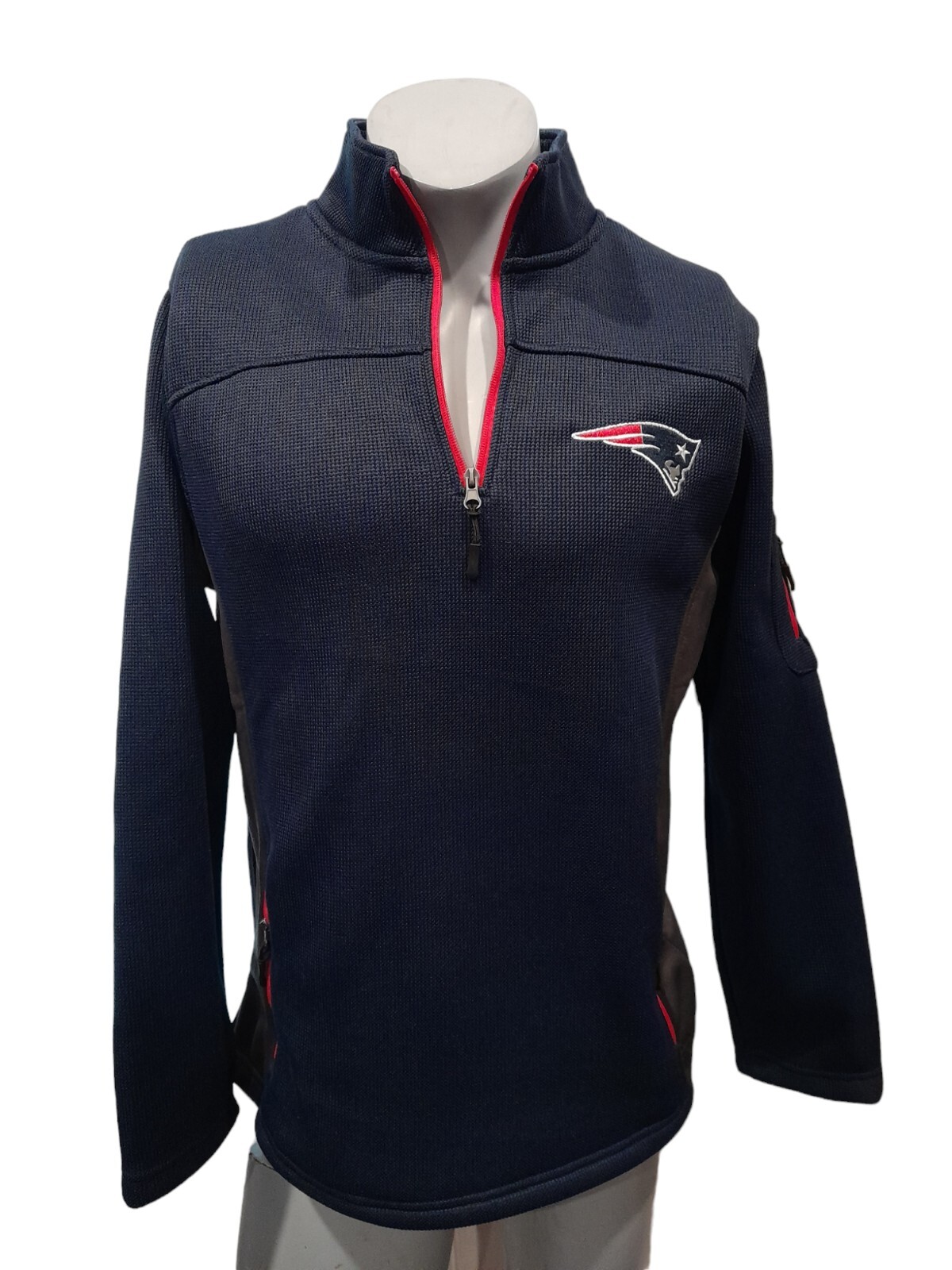 New England Patriots Men’s Quarter Zip Pullover Navy Blue Embroidered