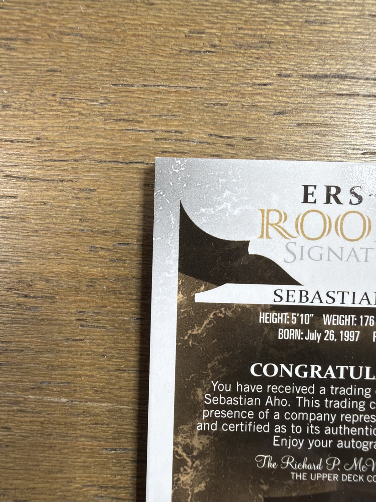2016 EXQUISTE COLLECTION GOLD RC SIGNATURES 037/225 SEBASTIAN AHO #ERS-SA