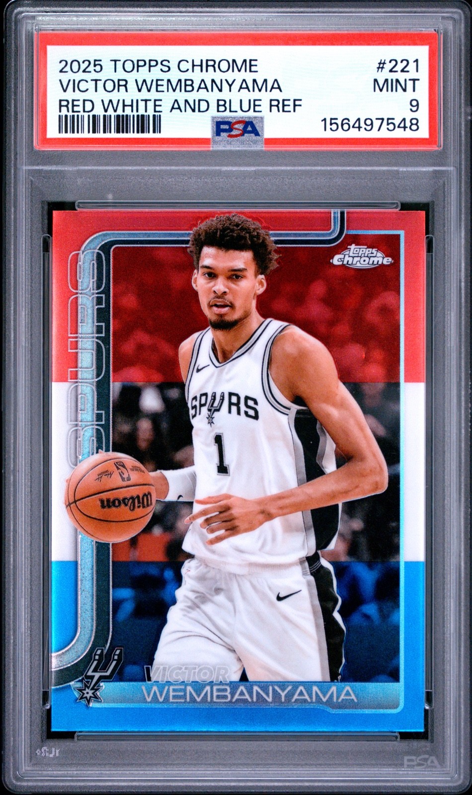 PSA 2025 TOPPS CHROME 221 VICTOR WEMBANYAMARED RED WHITE BLUE REFRACTOR POP/35