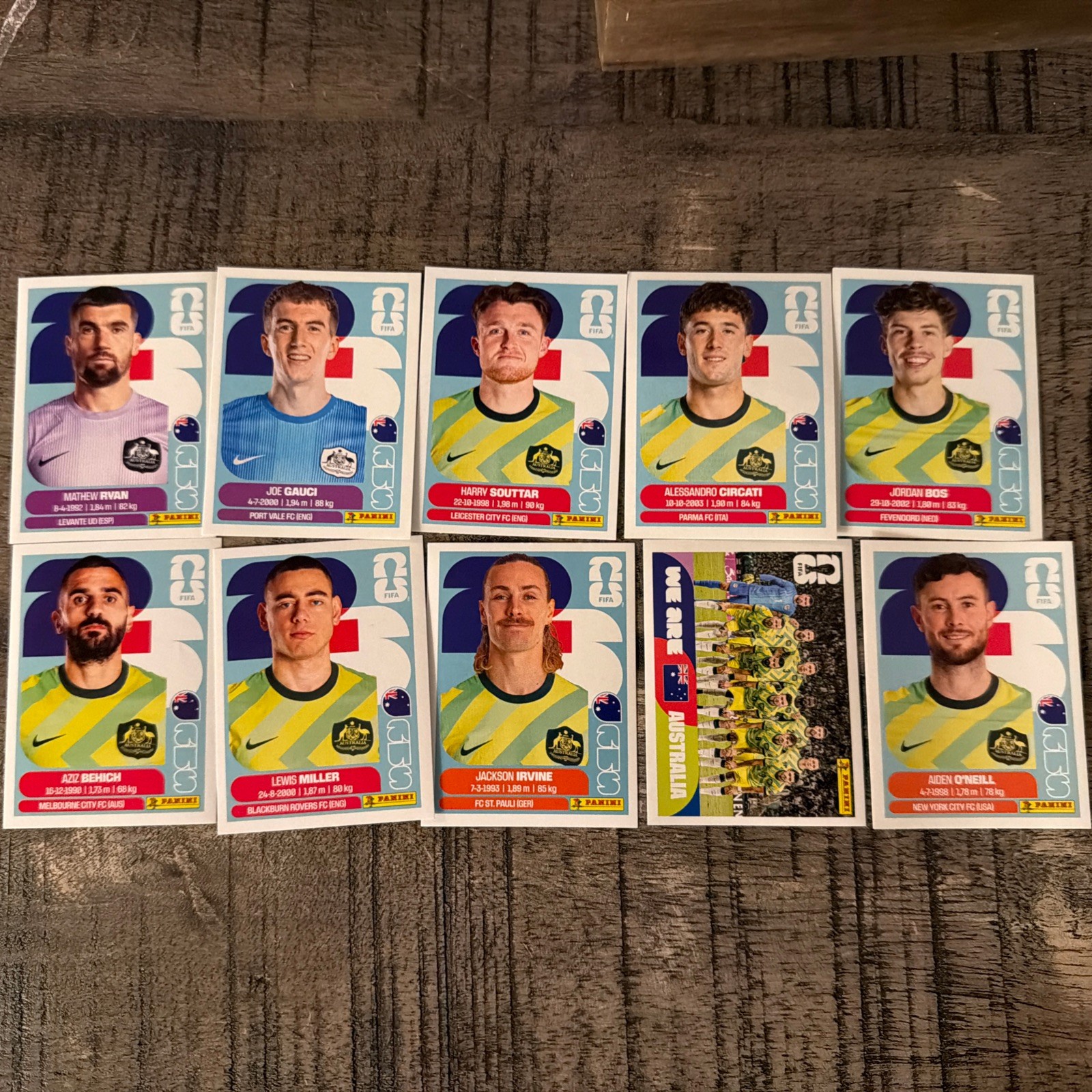 Panini 2026 World Cup Stickers – Australia AUS Team Lot (10 Stickers)