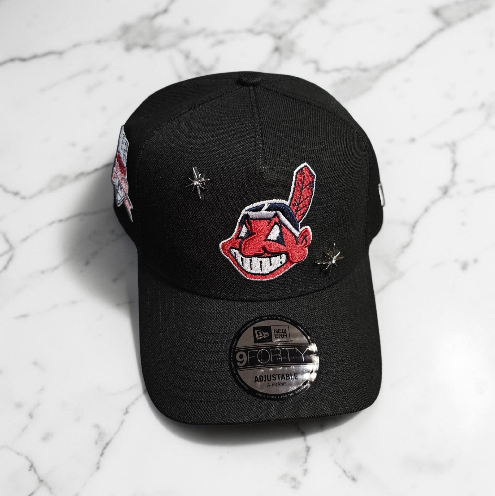 NEW Cleveland Indians Chief Wahoo Black Star Stud New Era A-Frame Snapback ASG ⚾