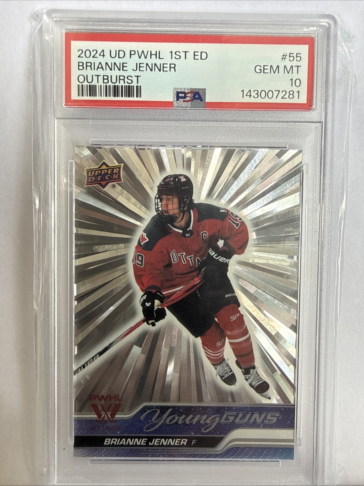 2024 Upper Deck Pwhl 1st Edition – Young Guns Brianne Jenner #55 (RC) PSA 10