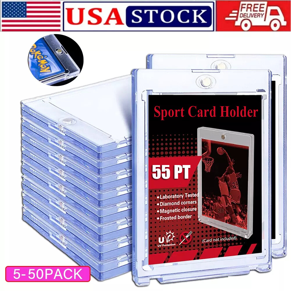 5/10/20/30/50 Pack Magnetic Trading Card Holders 55PT One-Touch UV Protection US