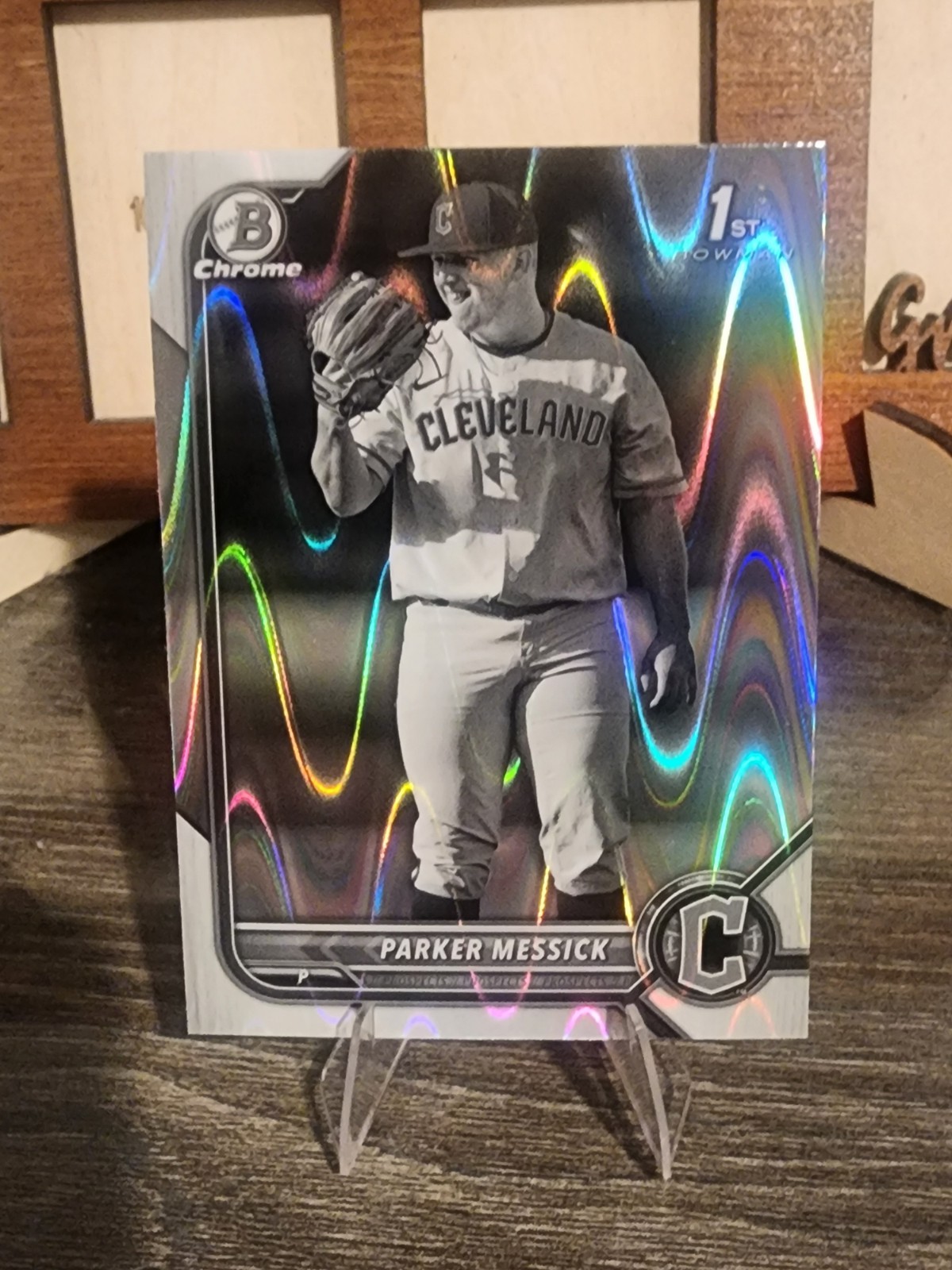 2022 Bowman Draft – Chrome Parker Messick #BDC-71 Black & White RayWave…
