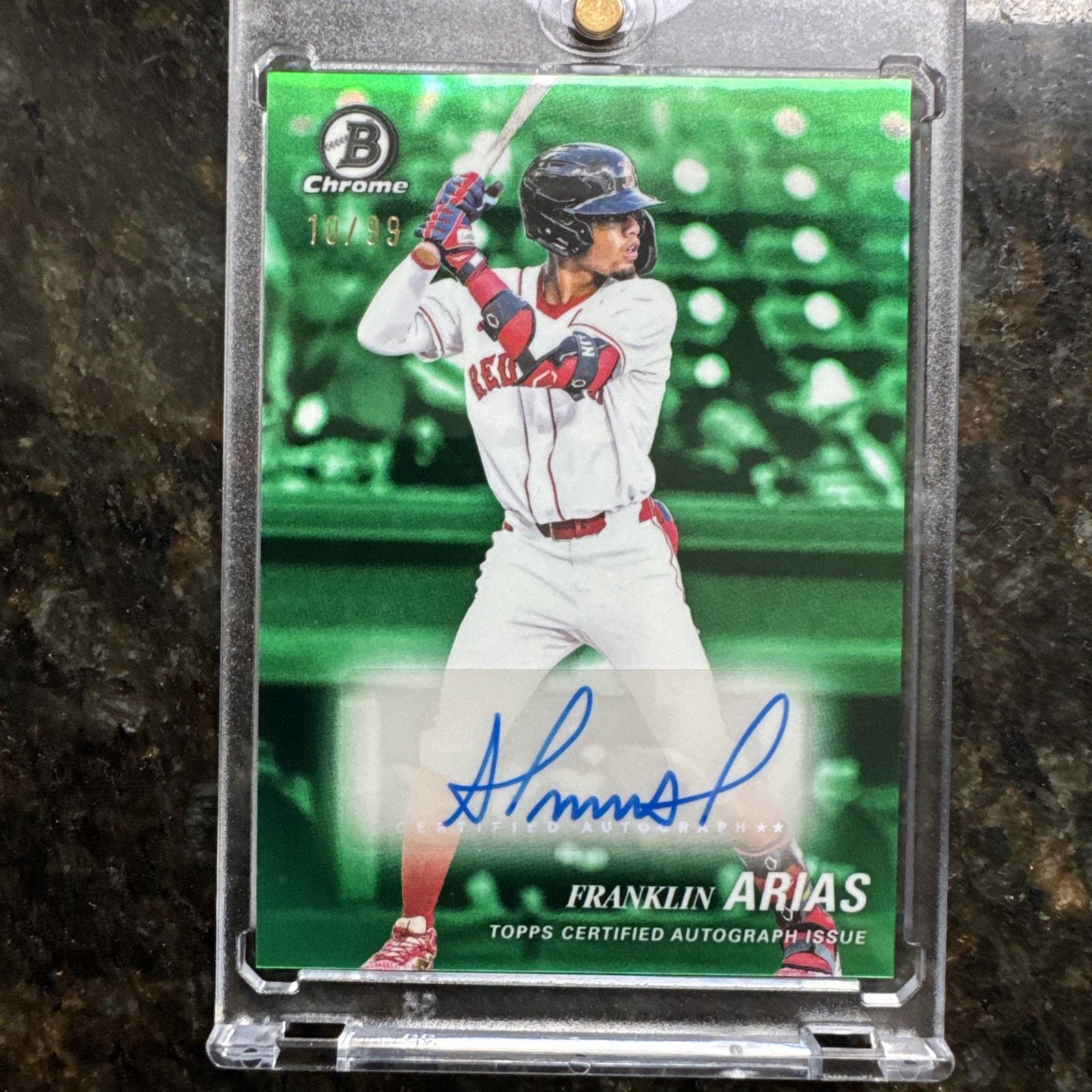 2025 Bowman Draft Franklin Arias Chrome Achromatic Auto Green Refractor #/99
