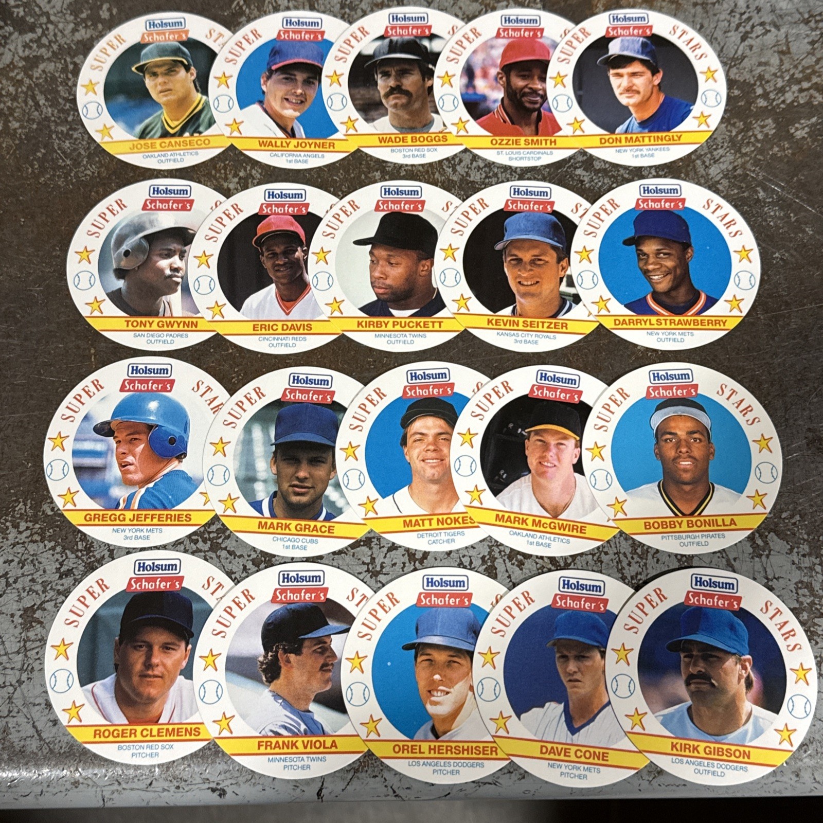 1989 SCHAFER’S Holsum MSA Baseball Disc Complete Set 20 Cards Many HOF