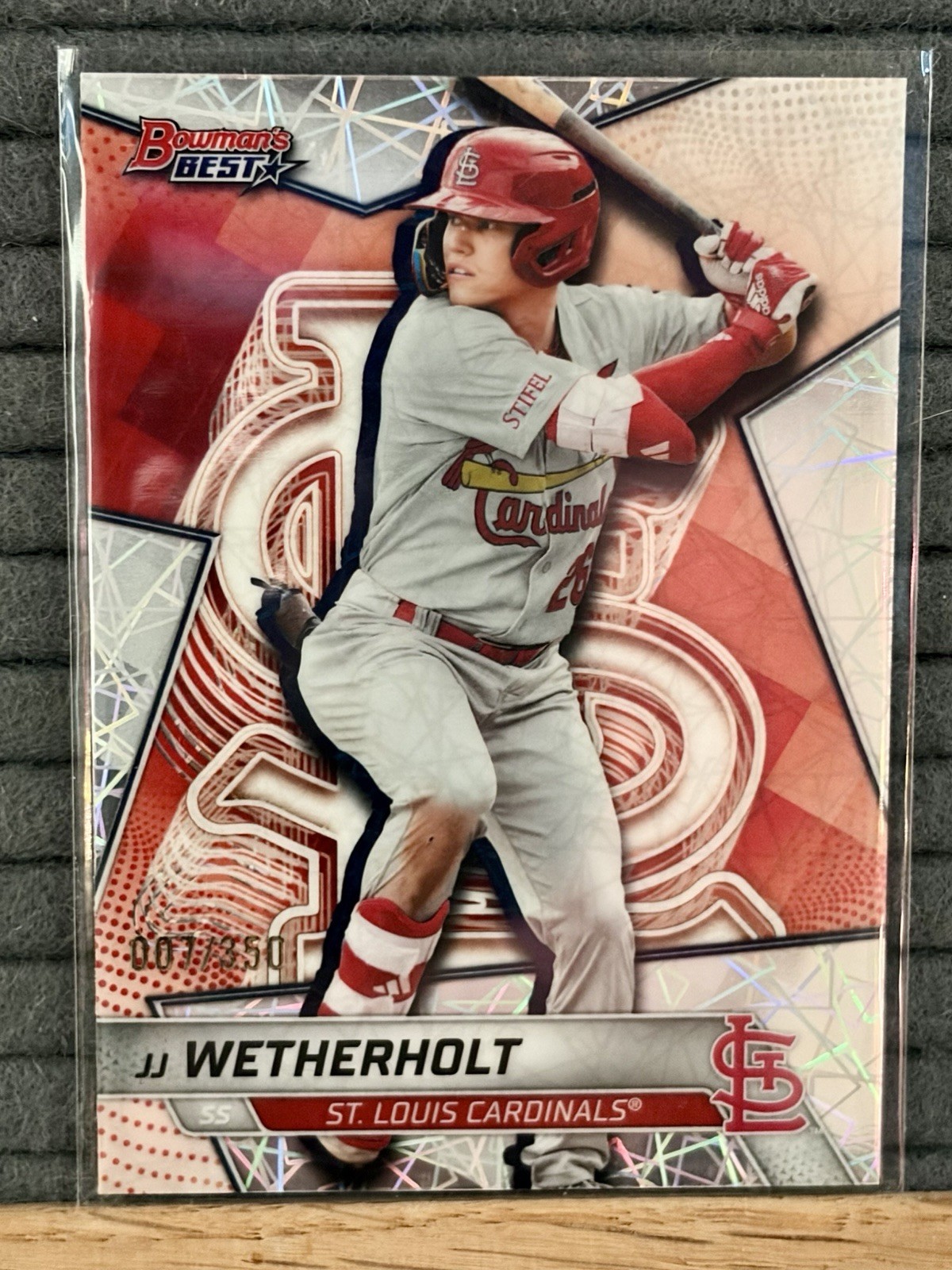 2025 Bowman’s Best Top Prospects JJ Wetherholt #TP-14 Refractor /350 Cardinals
