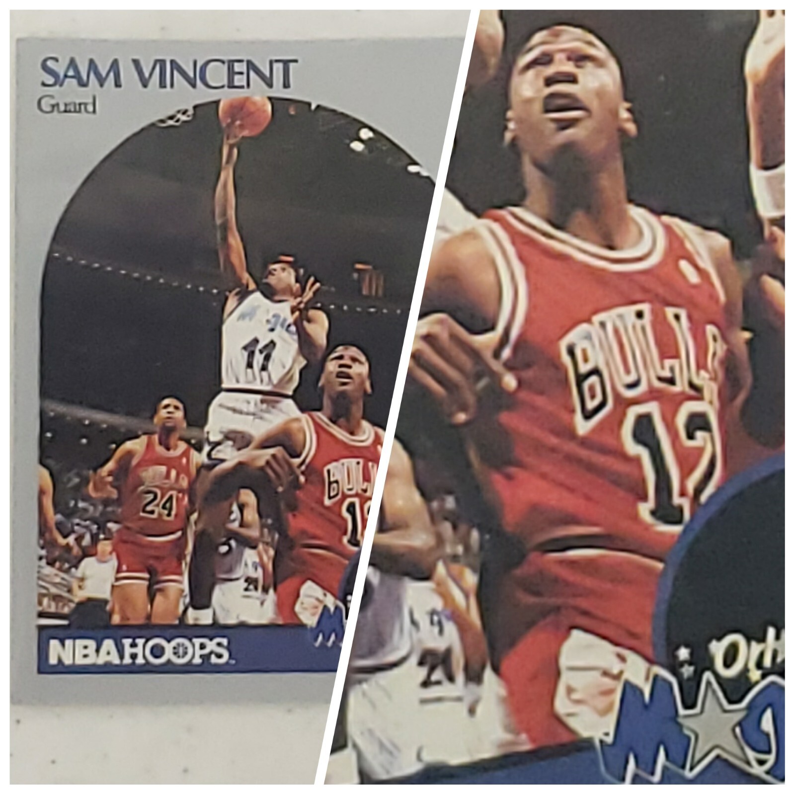 1990-91 NBA Hoops Sam Vincent Card #223 Michael Jordan Wearing Jersey #12