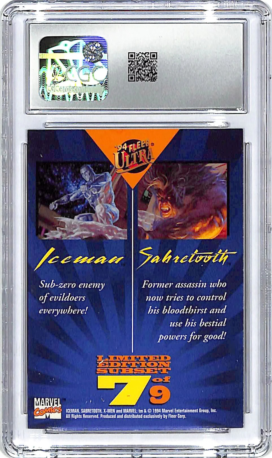 1994 Fleer Ultra X-Men Iceman Sabretooth Team Portrait CGC 9.5