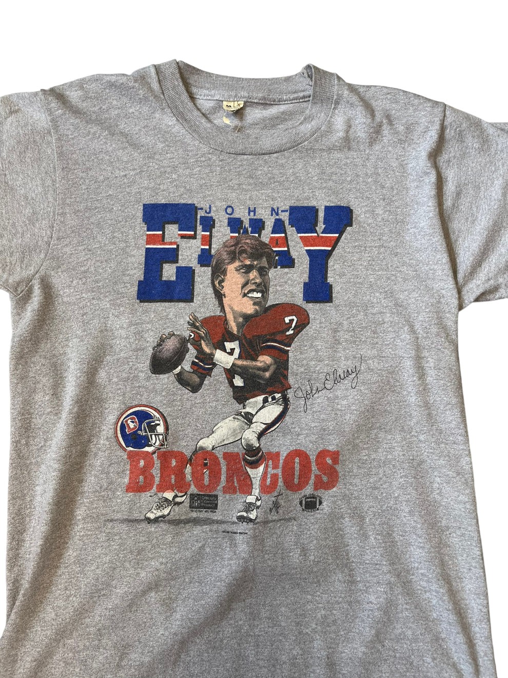 Denver Broncos John Elway Caricature sport grey Tee QT6906