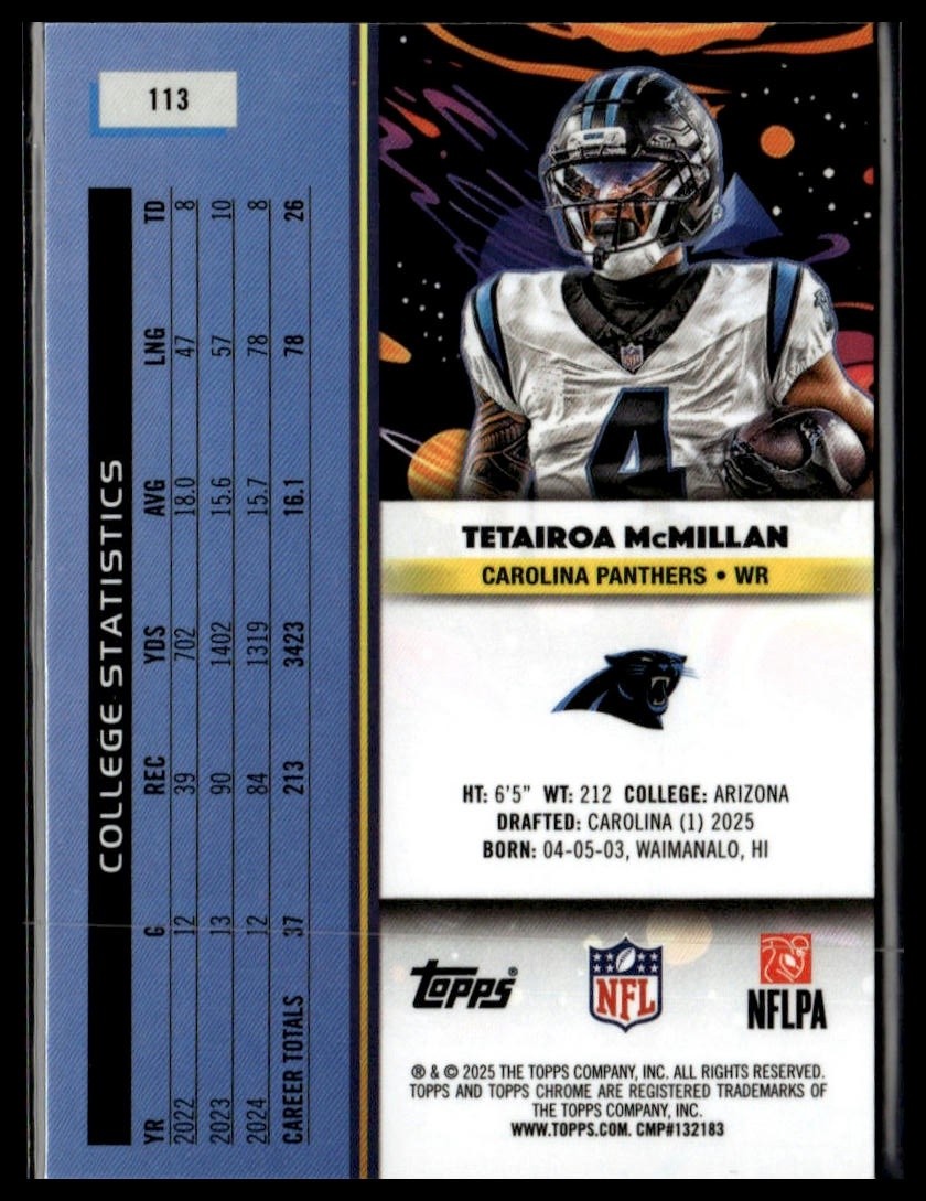 2025 Topps Chrome Cosmic #113 Tetairoa McMillan