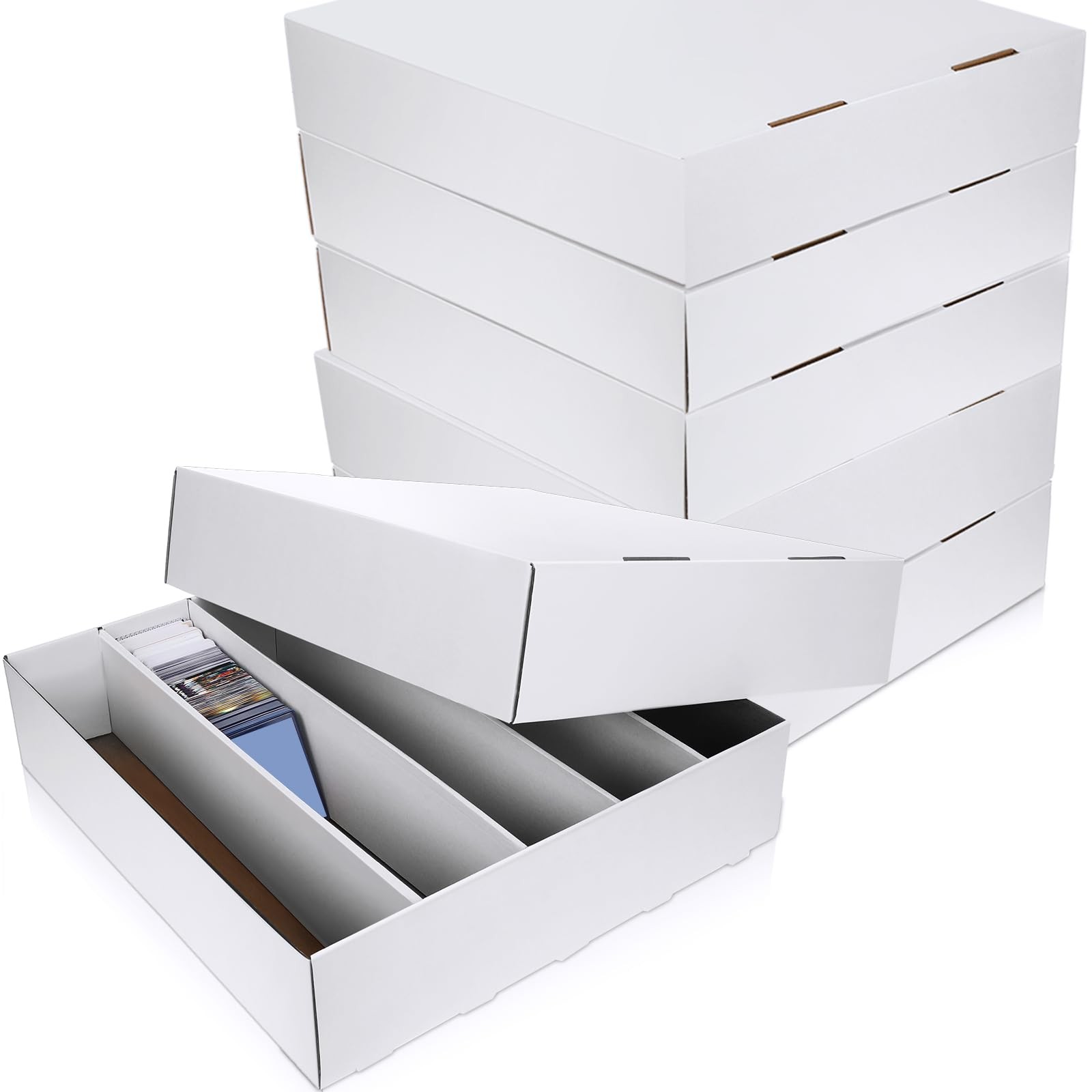6 Pcs 5000 Count Card Storage Boxes for Trading and Gaming Cards White Cardbo…