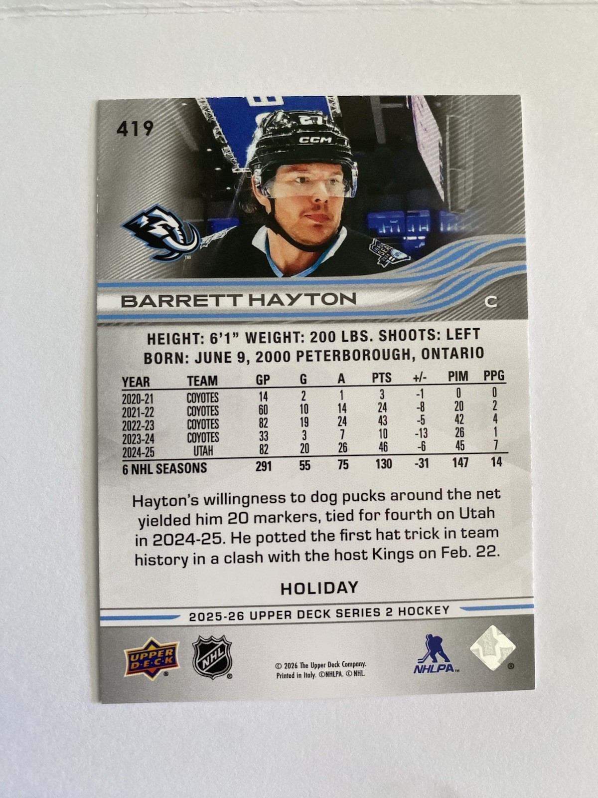 2025-26 Upper Deck Series 2 – Holiday Exclusive Easter Green #419 Barrett Hayton