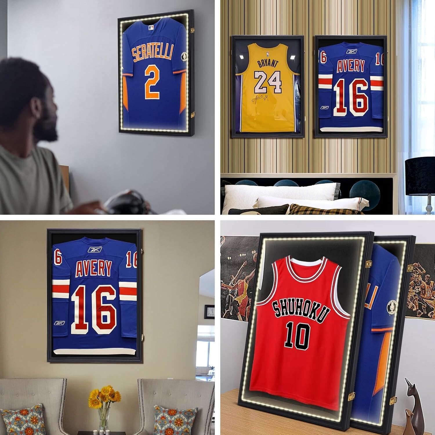 Jersey Frame LED Display Case Shadow Box with LED Light 2-PACK