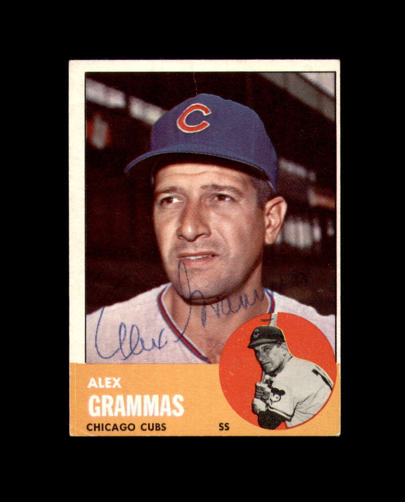 Alex Grammas Signed Authentic 1963 Topps Chicago Cubs Autograph