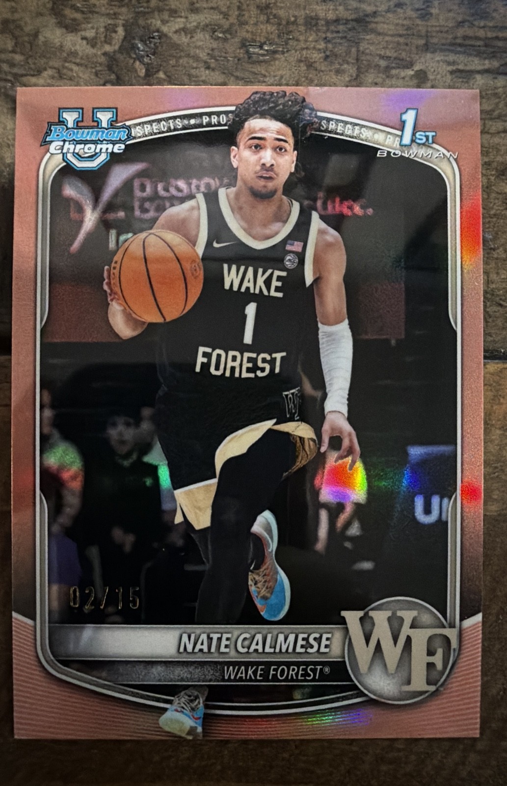 2025-26 Bowman – Chrome Prospects Nate Calmese #BCP-92 Rose Gold Refractor /15