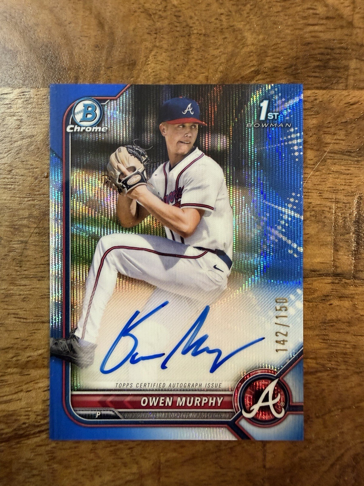 2022 Bowman Chrome Owen Murphy 1st Blue Refractor Auto /150 Braves #CDA-OM
