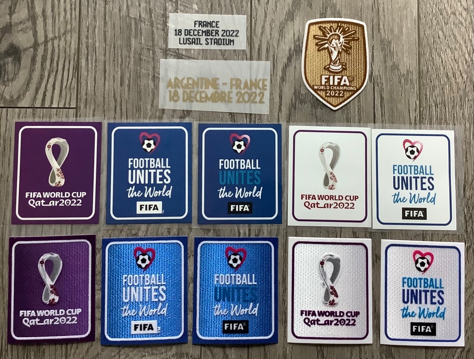FIFA QATAR 2022 GOLD WINNER+FINAL MATCH DETAIL+FULL PATCH SET PATCHES