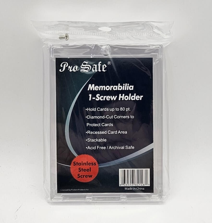 (12-Count) Pro-Safe 80pt Memorabilia 1-Screw Card Holder – Stainless Steel Screw