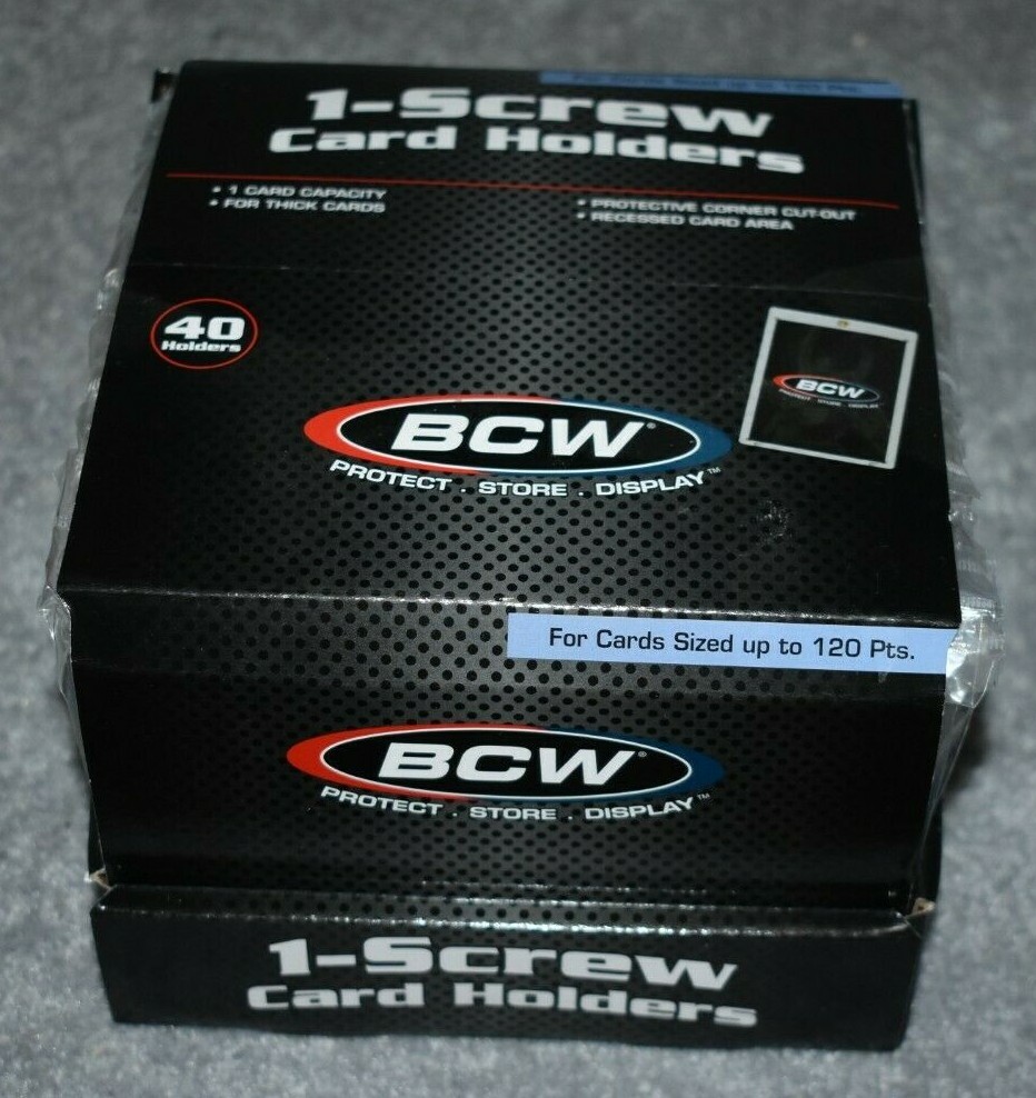 ONE 40 COUNT BOX 1-SCREW CARD HOLDER FOR 120 PT THICK MEMORABILIA CARDS