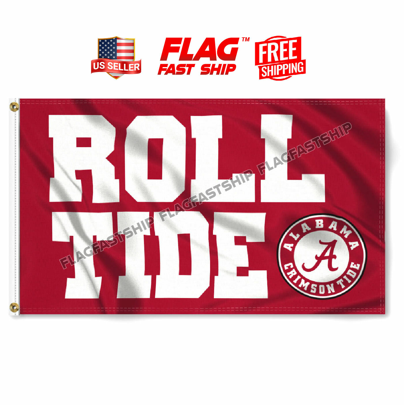 Alabama Football Crimson Tide 3×5 ft Flag Banner ROLL TIDE FREE Shipping NCAA