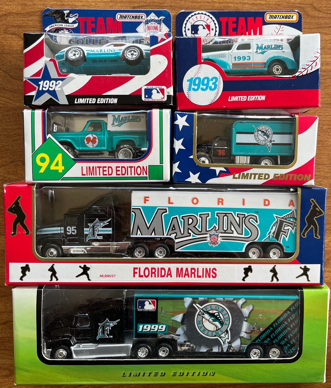 6-NIB Miami Marlins Die Cast Car Truck 1990s Matchbox+