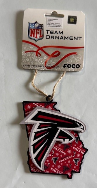 Atlanta Falcons Christmas Tree Holiday Ornament – Wood State Outline Team Logo