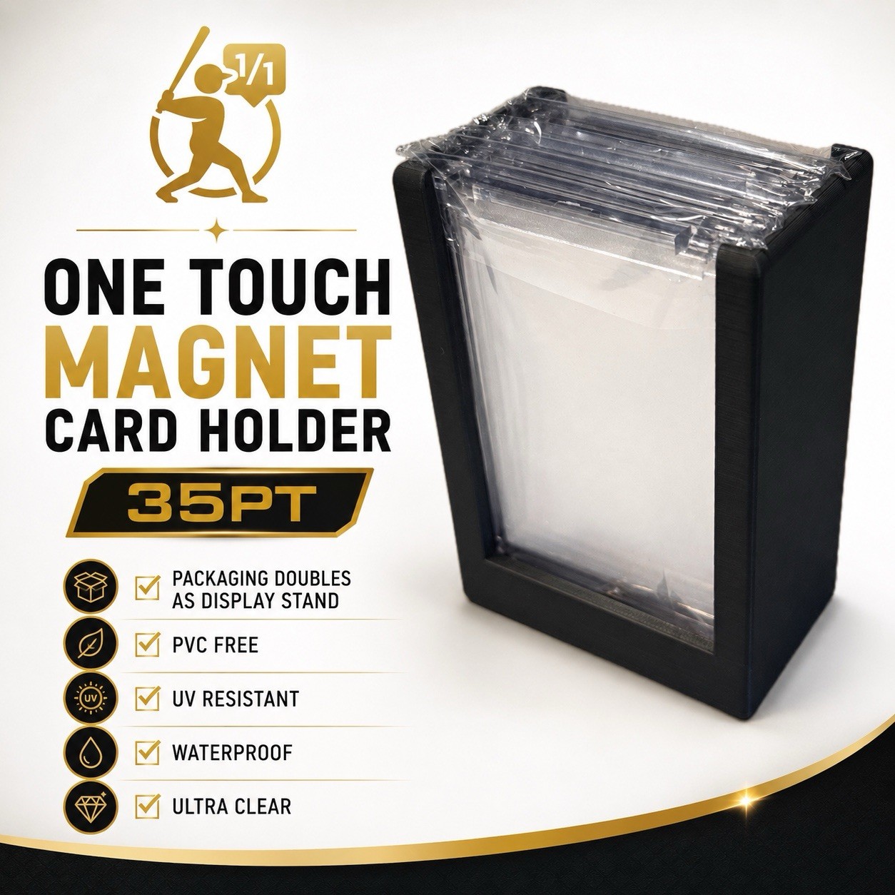 1of1 ONE-TOUCH Magnetic Card Holder – Pack of 6 With Gray Display. Free Shipping