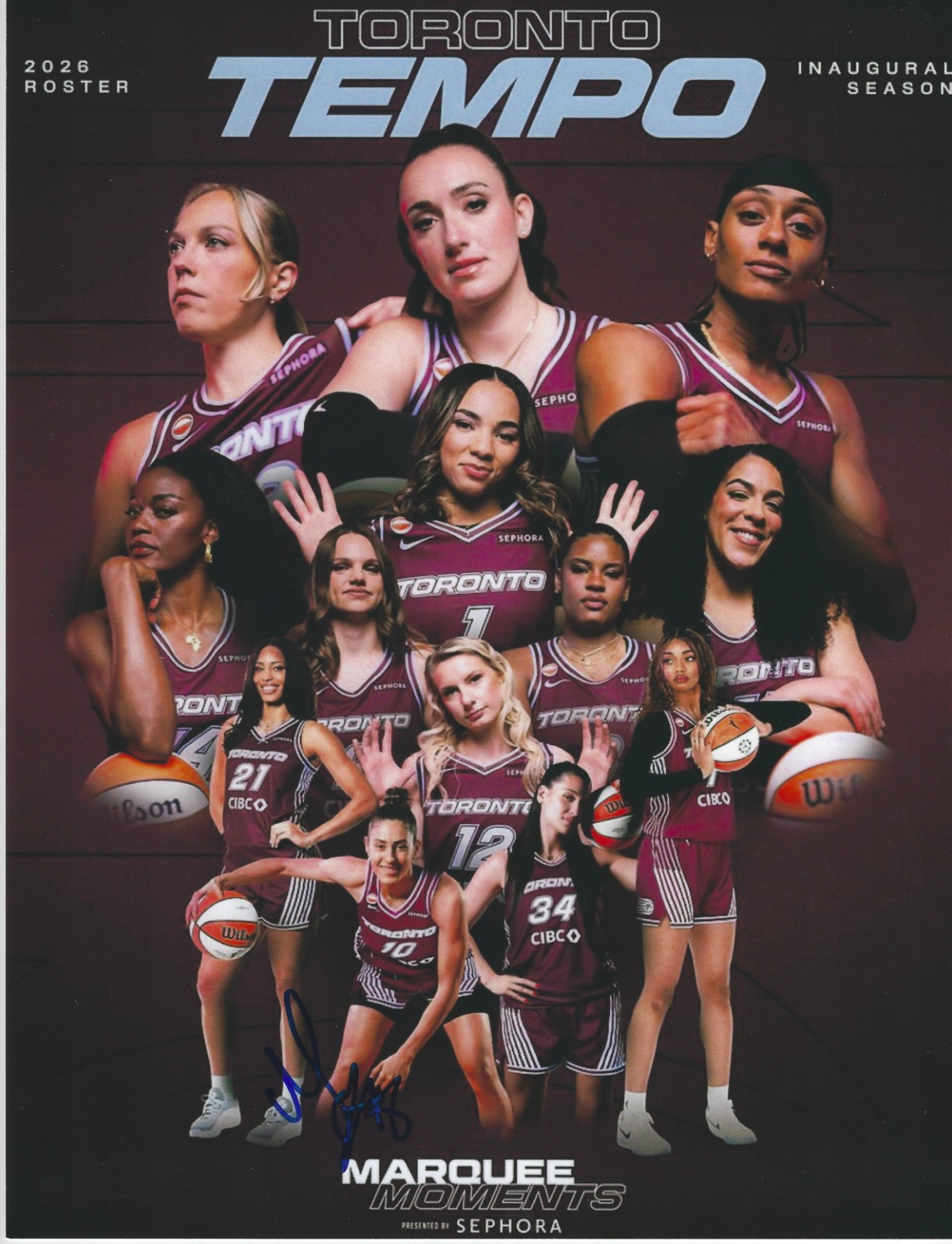 NYARA SABALLY Signed 8.5 x 11 Photo Toronto Tempo WNBA Basketball FREE SHIP