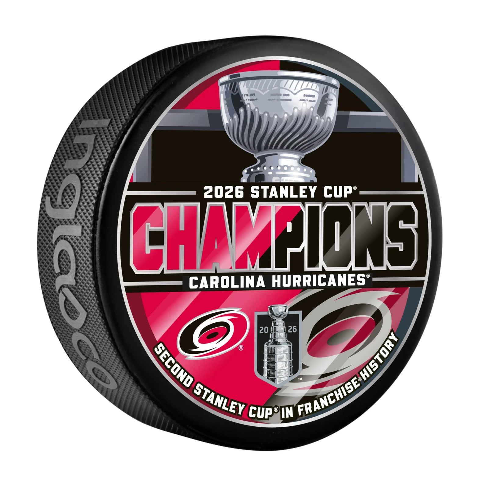 2026 Stanley Cup Two Time Champions Carolina Hurricanes Hockey Souvenir Puck
