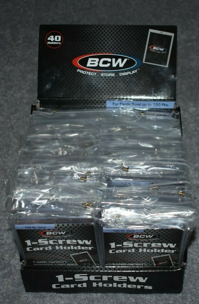 ONE 40 COUNT BOX 1-SCREW CARD HOLDER FOR 120 PT THICK MEMORABILIA CARDS