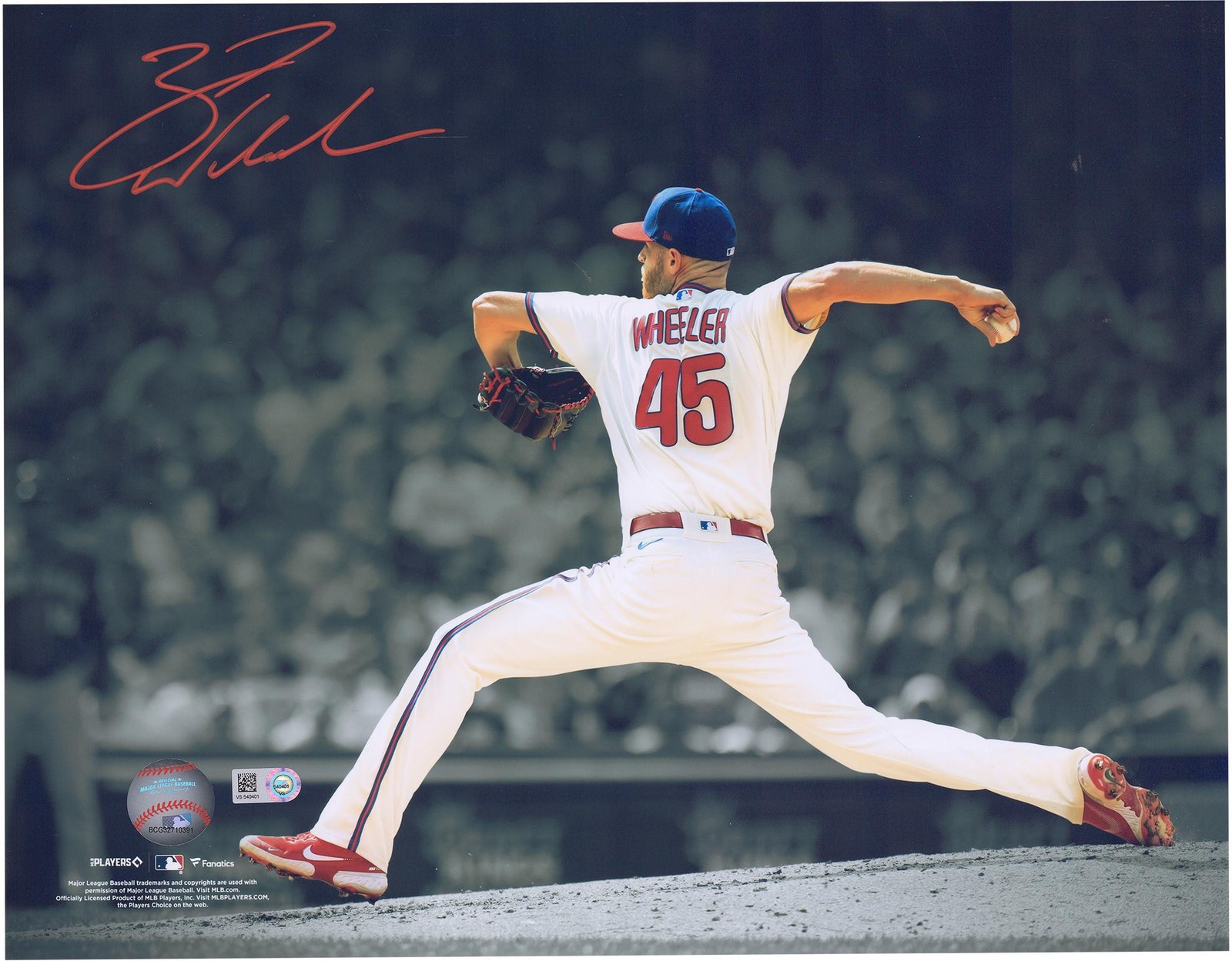 Zack Wheeler Philadelphia Phillies Signed 11″ x 14″ Pitching Spotlight Photo