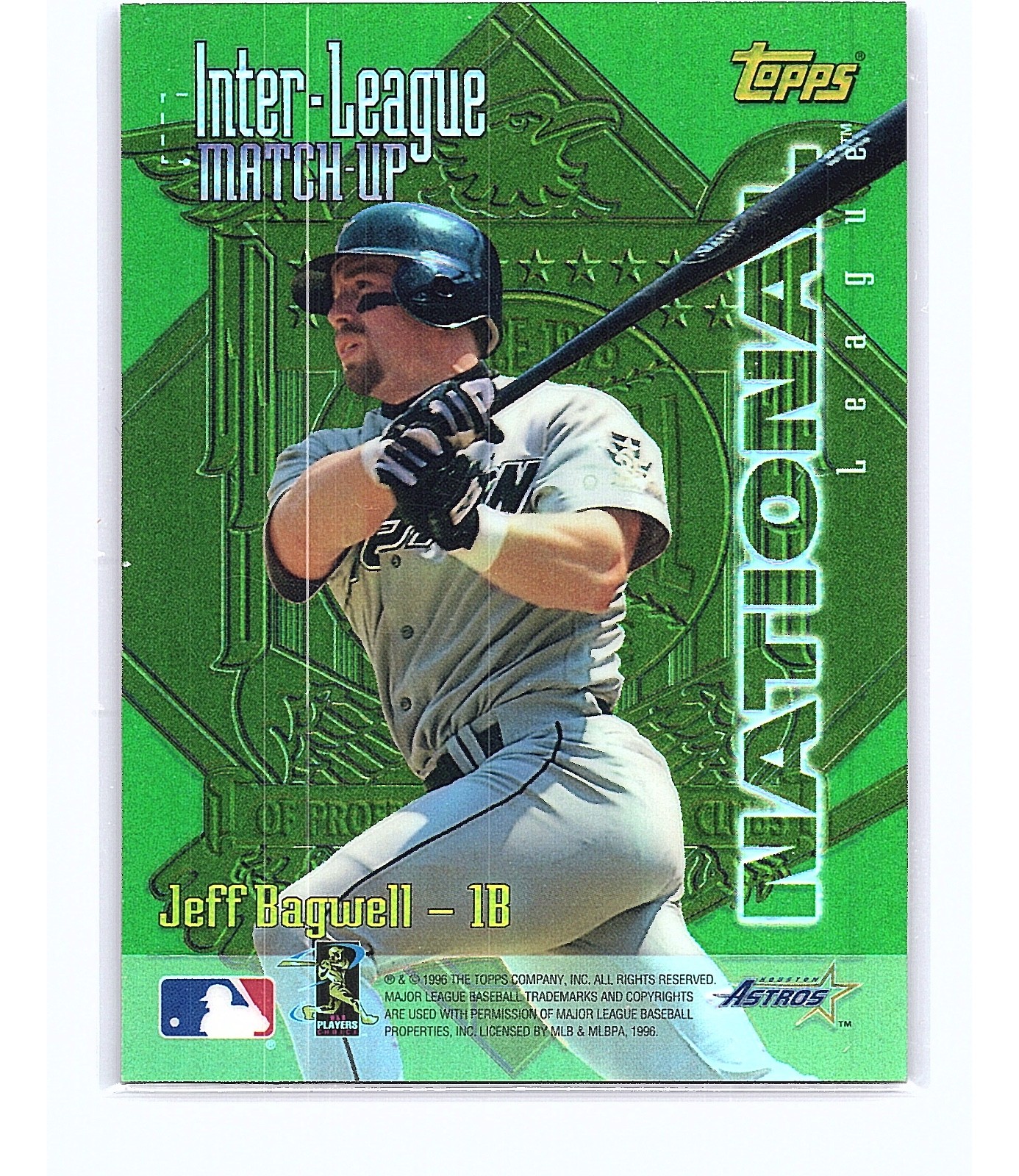 1996 Topps Inter-League Match-Up Refractor Jeff Bagwell / John Jaha #ILM9