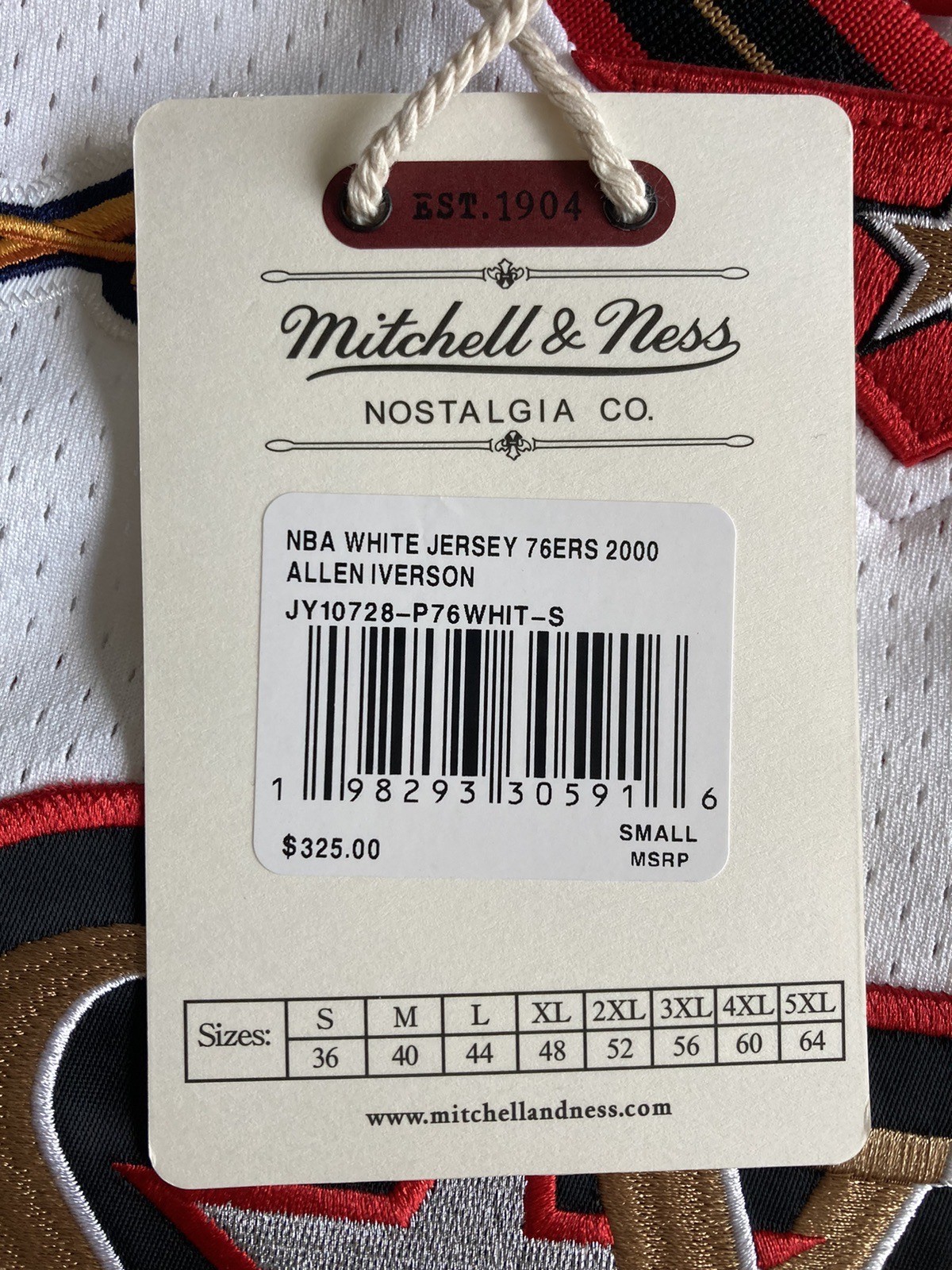 Authentic MITCHELL & NESS 76ers Allen Iverson 2000 All Star Game JERSEY SMALL 36