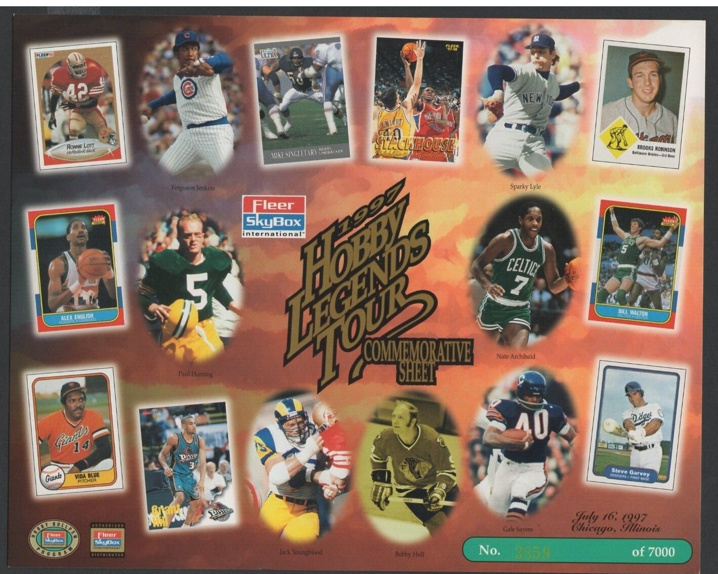 1997 Fleer Skybox Hobby Legends Tour Commemorative Sheet 3859 of 7000