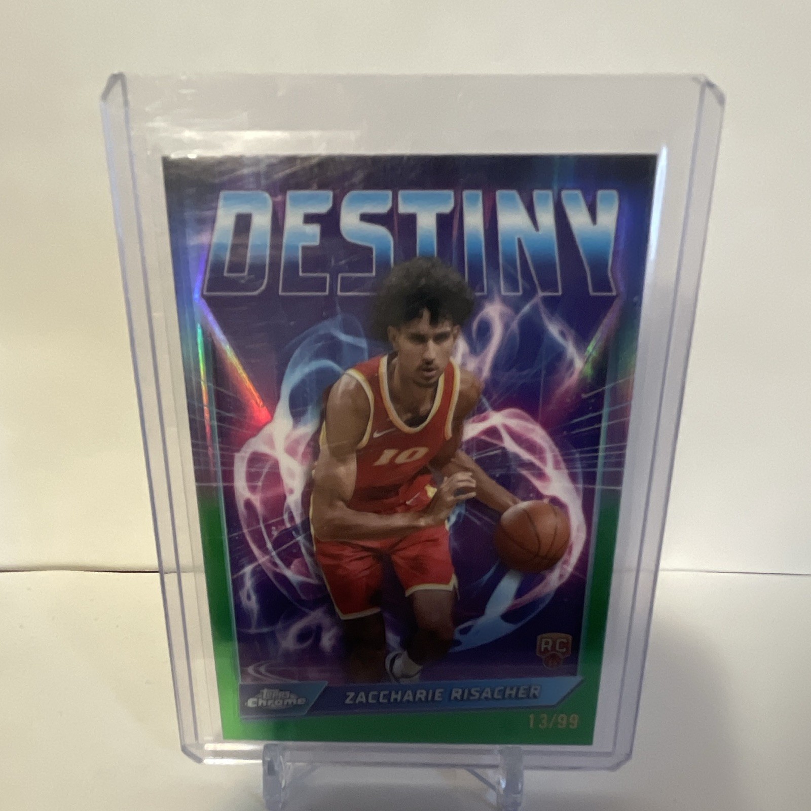 Topps 2024-25 Chrome Zaccharie Risacher Rookie Destiny Green Refractor /99