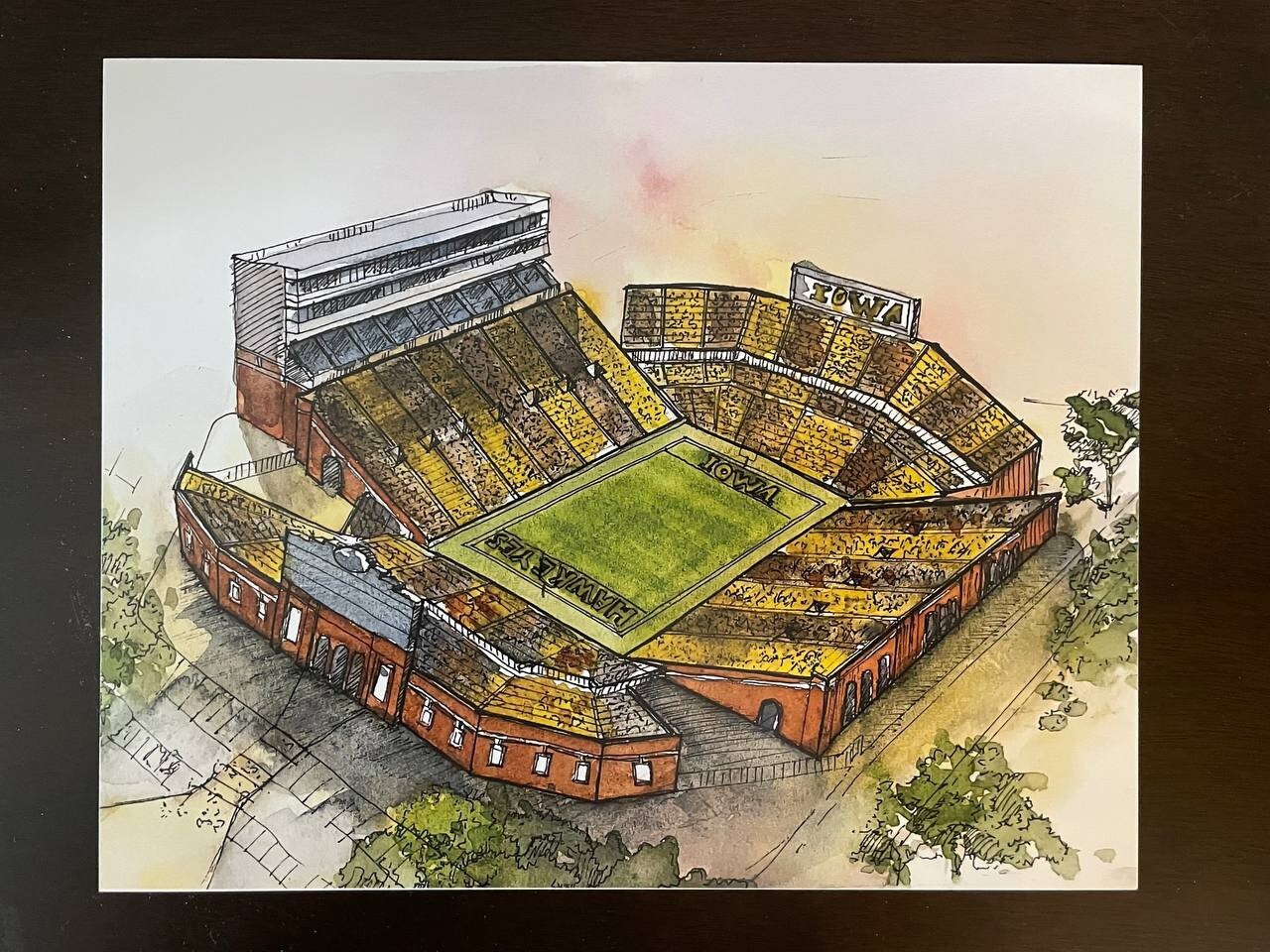 Iowa Hawkeyes Stadium, Kinnick Football Stadium Watercolor Print