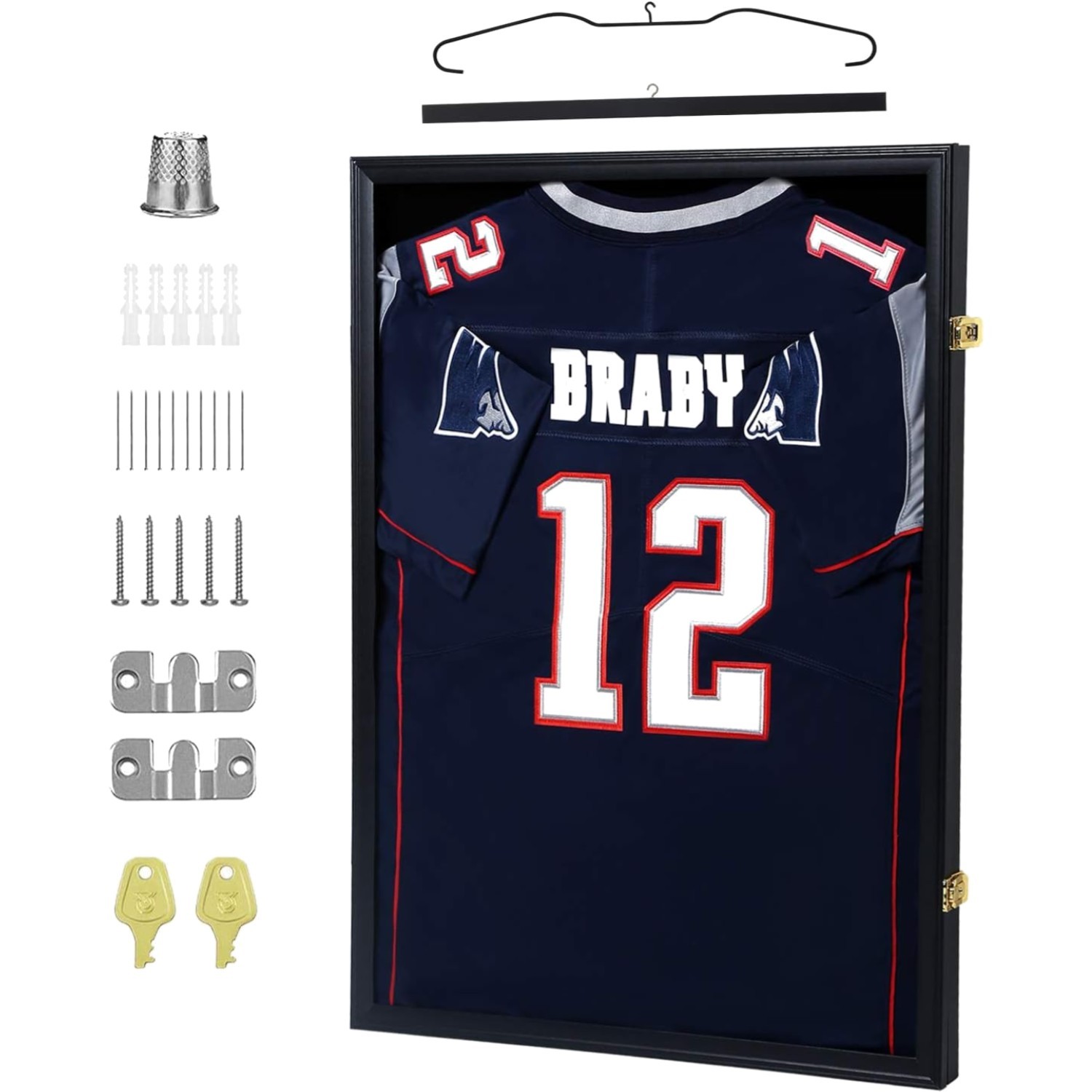 Jersey Display Frame Case Lockable Large Sport Shadow Box with UV Protection