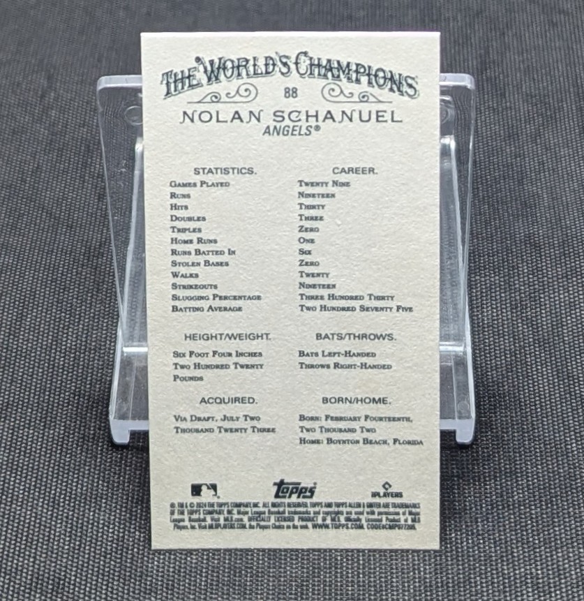 Nolan Schanuel Gold Mini Rookie RC 2024 Topps Allen & Ginter Card #88 LA Angels