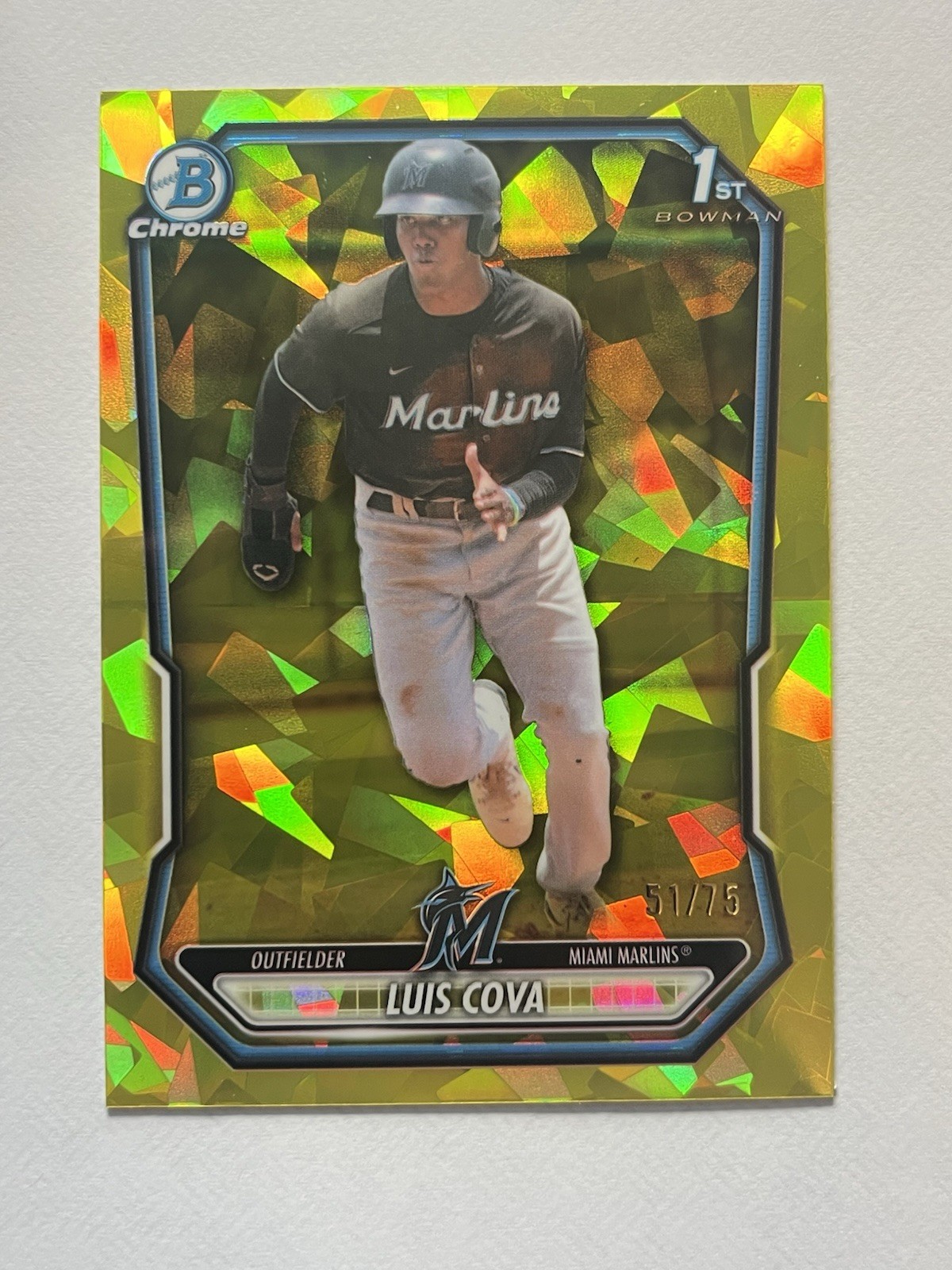 2026 Bowman Chrome Sapphire Yellow Wave Luis Cova /75 Miami Marlins #BCP-38 1st