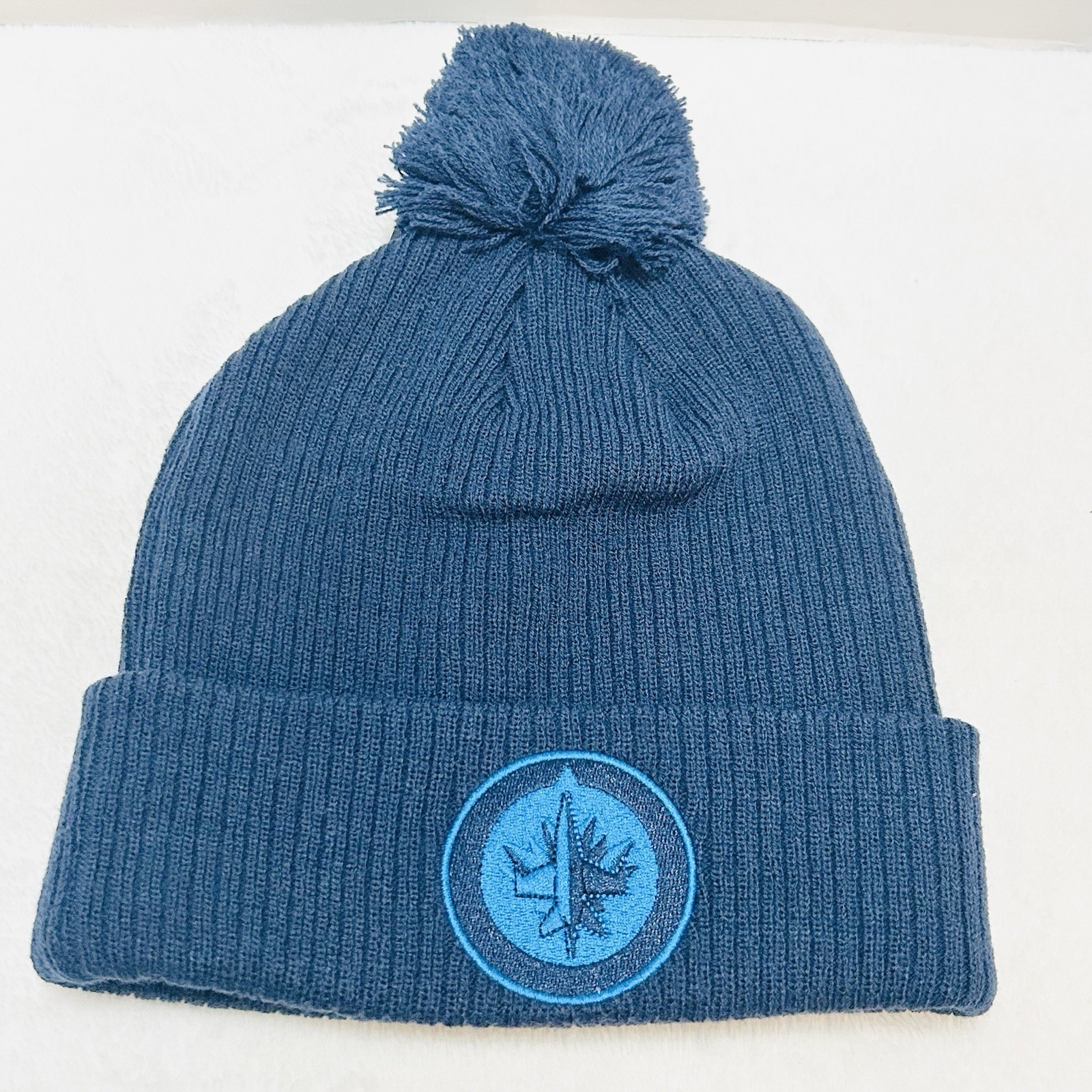 Fanatics Winnipeg Jets Beanie Hat Cap Knit Cuffed Pom Pom Blue NHL Hockey