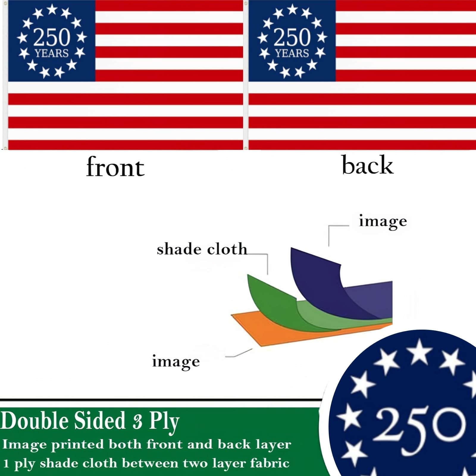 250 Year Betsy Ross American Anniversary USA Flag 3×5 Outdoor 250th flag