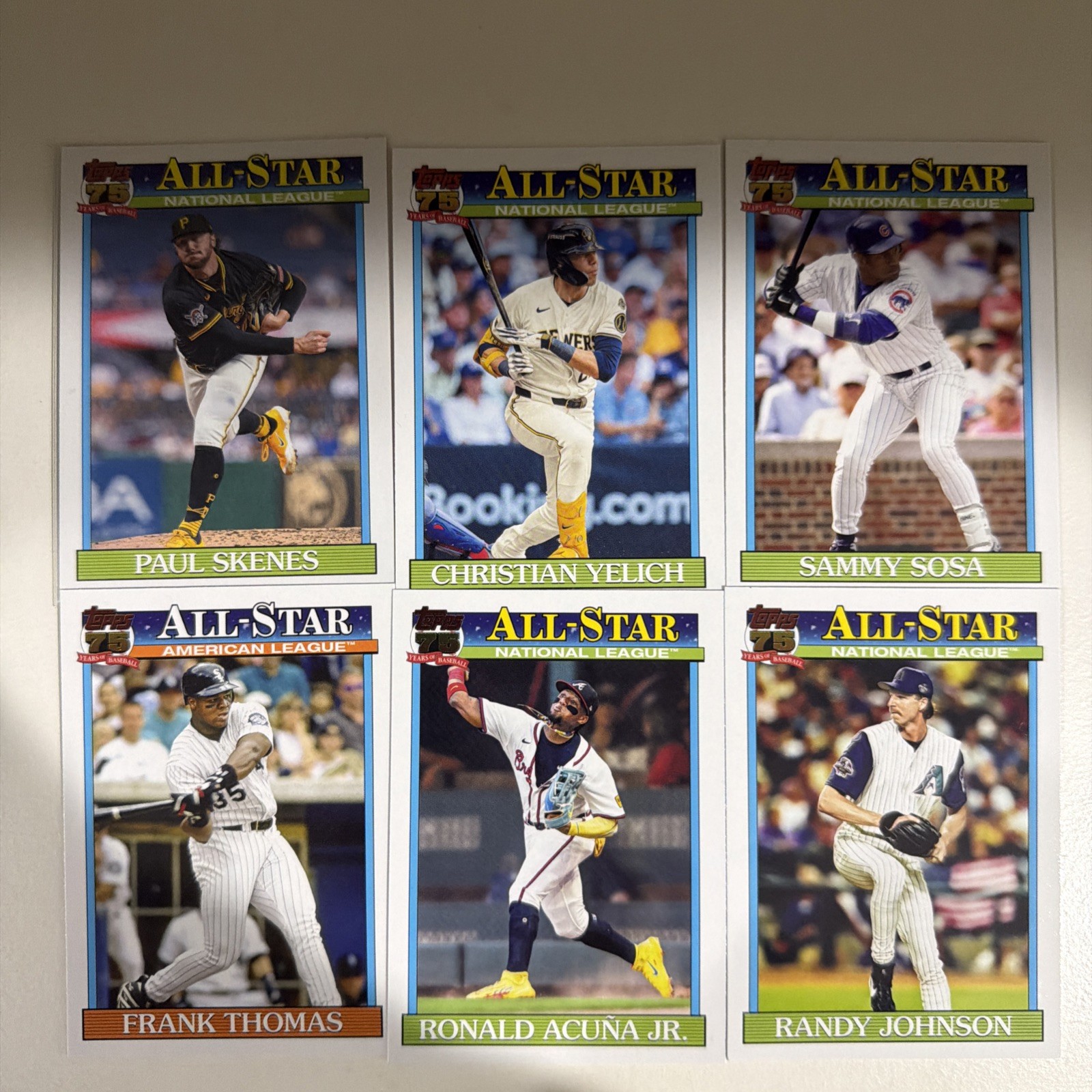 2026 TOPPS SERIES 2 BASEBALL TOPPS 1991 75th. ANNIVERSARY ALL-STAR 6 CARD LOT